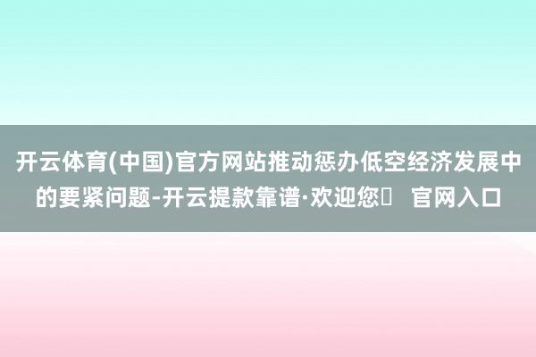 开云体育(中国)官方网站推动惩办低空经济发展中的要紧问题-开云提款靠谱·欢迎您✅ 官网入口
